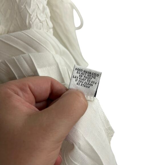 White Lace Pleated Sheer Blouse S Romantic Victorian Cottagecore‎ Layering Top - Picture 10 of 12